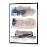 Дизайнарт 'бежово синьо и розови облаци' модерна рамка платно стена арт принт