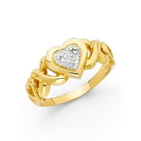 Бижута от Lu 14K бяло и жълто злато с два тона модна годишнина с размер на пръстена 6