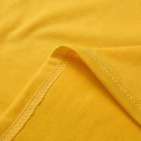 Блузи за жени годни дамски летни ежедневни в-врата плътен цвят без ръкави хлабав тениска Потници Дамски Топ жълто м