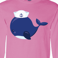 Мастически моряшки кит, малък кит, сладък кит, тениска с дълъг ръкав със син кит