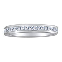 Карат принцеса нарязани бял естествен диамант половин вечност венчална халка пръстен в 10к твърдо бяло злато пръстен размер-7.5
