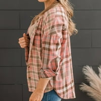 Женски карирани ризи с дълъг ръкав Класически прилягащ бутон надолу кариран фланелен тениски върхове изхожда от върхове