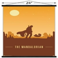 Междузвездни войни: Мандалорският - мандо и детето в плакат за свещения с магнитна рамка, 22.375 34