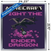 Minecraft - Fight the Ender Dragon Wall Poster, 22.375 34