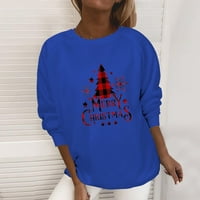 Женски качулки и пуловер Суичър с качулка за жени плюс размер туника туника блуза дамско пуловер, син m