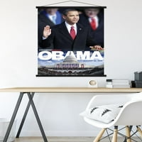 Президент Обама - Стенски плакат за встъпване в длъжност с дървена магнитна рамка, 22.375 34