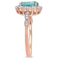 Миабела Дамски 1-Каратов Т. Г. в. овално изрязан апатит и бял топаз и диамантен акцент 14кт Розово злато пръстен с ореол