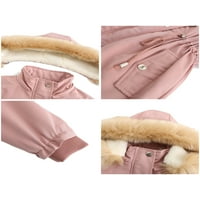 Sanviglor жени сгъстено яке с цип zipper outwear drawString палто топла качулка на открито розово 2xl