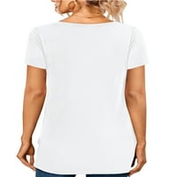 Amoretu женски тениски с къс ръкав лъжичка Scoop Neck Fitted Split Top White M
