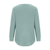Небрежни върхове за жени- есенни солидни ризи на пуловер Crewneck с дълги ръкави Основни блузи