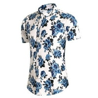 Мъжки Ризи Мъжка Мода Пролет Лято Случайни Къс Ръкав Изненадващ Врата Печатни Ризи Топ Блуза Хавайска Риза За Мъже