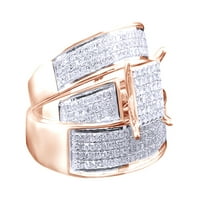 Белият естествен диамантен годеж и сватбен квадрат трио лентов пръстен, поставен в 10K розово злато