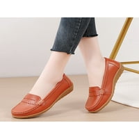 Zodanni дамски мокасиви се приплъзват на обувки кръг пръст с клин ловерски клинове на открито класически шевове за ежедневни обувки оранжево 4.5