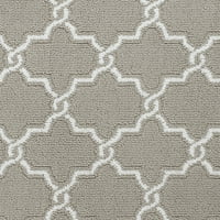 Пере нехлъзгащ акцент килим, геометрични, Светло сиво и бяло, 26 45