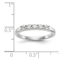 Солиден 14k бяло злато пет каменни диамант сватбена лента с размер на пръстена