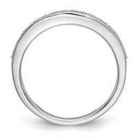 0,25ct. CZ солиден истински 14k бял златен кръгъл комплект сватбена лента пръстен