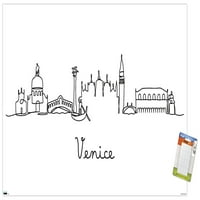 Линеен арт силует - Венециански плакат за стена, 22.375 34