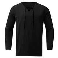 wofedyo ризи с дълъг ръкав за жени мъжки солидни сплайс v-образно деколте блуза с тениски с дълъг ръкав тениски за мъже ризи за мъже