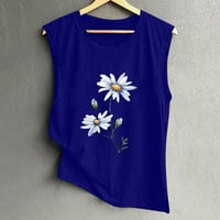 Rbaofujie летни блузи за жени жени ежедневни модни отпечатани без ръкави топ блуза резервоар камизоле син резервоар за резервоари за резервоар