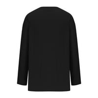 Мъжки топове клирънс случайни Плътен цвят Дълъг ръкав в-яка ризи пуловер блуза върхове Черно