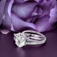 Прекрасна Арт нувеа 2. Карат Овал шлифован диамантен моасанит въртящ се стил годежен пръстен, годежен пръстен в Стерлингово Сребро с 18к Бяло злато покритие подарък за обещанието си пръстен, булчински комплект