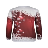 Лилави Дамски Коледни Смешни Принт Пуловер Блуза Тениска Върхове