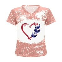 Жени американски флаг риза клирънс Дамски блузи мода Случайни Свободно Блуза Ден на независимостта печат в врата тениска ризи Блуза печат