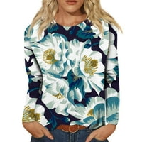 Фетална дамска мода случайни Дълъг ръкав печат кръг врата пуловер Топ Блуза