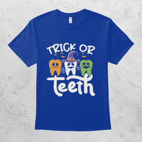 Трик Или Зъби Смешно Зъбна Хигиенист Хелоуин Призрачен Зъболекар Тениска
