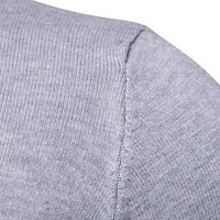Qcmgmg плетен суичър мъже мъни костенурка с дълъг ръкав с тънки фитли мъже пуловер светло сиво, до размер 2xl