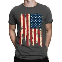 Мъжки тениска на флаг на САЩ ретро американски стилизиран флаг отпечатани тийнейджъри с къси ръкави американски тениска за независимост на темата улични дрехи