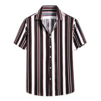 Мъже блуза пролет летни единични ризи ежедневни райета отпечатани мъжки ежедневни копчета надолу ризи плаж къдри ръкав ваканция на открито ризи