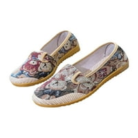Wooklow Womens Loafers non Slip Flats Comfort Canvas Обувки Леки ежедневни обувки Шофиране Ходене Бежов 5