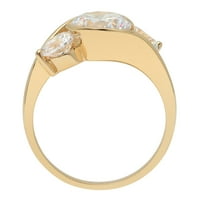 3. КТ брилянтен кръг нарязани истински култивирани диамант ВС1-ВС и-ж 14к жълто злато три камък обещание Сватба изявление ангажимент дизайнер пръстен Размер 3.5