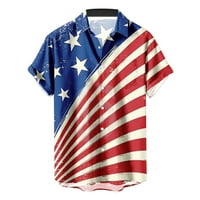 САЩ Патриотичен американски флаг Принт риза за мъже с къс ръкав Бутон надолу чай Случайни Лято Хавайски плаж топ тениска
