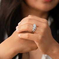 2. КТ Моисаните 3-каменен годежен пръстен Сватбена халка булчински комплект в Стерлингово Сребро