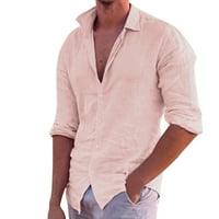 Мъжки ризи ежедневни стилни тениски мъжки лятно памучно бельо плътно плюс размер свободно заливане на яка с дълъг ръкав графичен y2k
