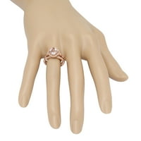 14K Rose Gold Cushion Cut Morganite & Round Cut White Diamond Ladies Bridal Angance Ring Set CT