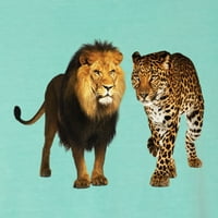 Дива Боби, див африкански лъв и гепард, любител на животните, предни и задни дреха, боядисани с дреха с къси ръкави, мента, големи