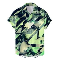ханксиулин мъжки лятото Хавай дърво принт риза блуза къс ръкав завой надолу яка риза