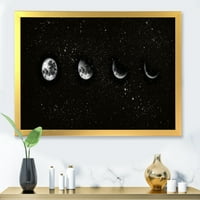 Дизайнарт 'Нощното Небе С Фази На Луната' Модерен Арт Принт В Рамка