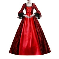 18 -та средновековна ренесансова принцеса рококо топка рокля с дантела Корсет дълга готическа рокля Маскарад тематични рокли Виното червено 5xl