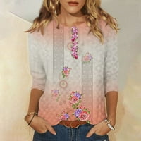 Левмджия клирънс върхове за жени пролетен отпечатан ръкав кръгла шия мода разхлабена блуза ежедневни ризи