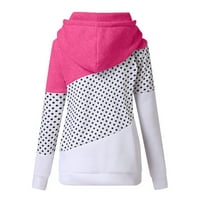 KALI_STORE качулка за женски леки качулки за пуловери небрежни суичъри с дълъг ръкав с джобни розови, xl