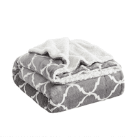 Comfort Spaces 50 x60 Шерпа плюшено хвърляне на обратимо спално бельо одеяло руно уютно меко сиво оги