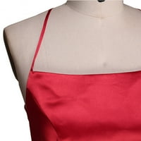 Дълга топка рокли Halterneck рокля за ръкав за ръкави за жени нарязана елегантна русалка рокля-xxxxl, червено