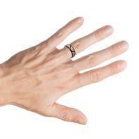Персонализиран персонализиран гравиране на сватбена лента пръстен за него и нейното розово злато IP четка трапецоиден център високо полирано черно злато IP канали и стъпаловиден ръб