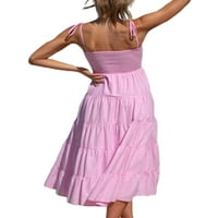 Paille Ladies midi рокля солиден цвят хлъзгаща рокля без ръкави рокли секси плаж розов xl