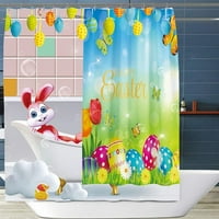 Великденски завеса за душ, забавна завеси за душ за душ за баня, водоустойчива завеса за душ с куки за великденски декорации за дома 71 x71