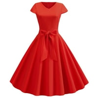 Xysaqa секси рокли за жени абитуриентски рокля жени реколта къс ръкав люлка 50 -те години домакина ежедневна вечерна партия абитуриентски рокля къса ръкав v шия червена рокля опаковка рокля за жени на хлабина